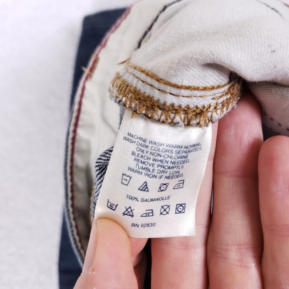 Lands End Traditional Fit Tapered Jeans Size 38 Dark Blue Heritage Wallet Fade - Picture 8 of 11